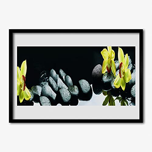 Affiche avec cadre salon et chambre photo fleur orchidée deco murale 70x50 cm