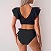 Black Womens Peplum Triangle Two Piece Slit Basic Color Block Swimwear Sets for Ladies Spandex Match Elegant Swimwear Sets 2026 Clothing Fashion Country Concert L
