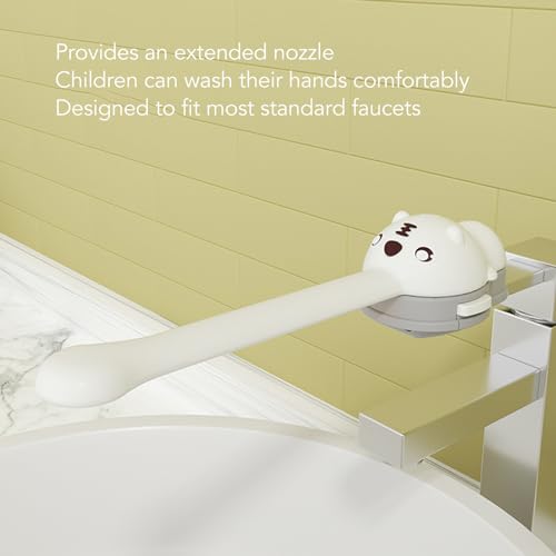 Image of Faucet Handle Extender, Soft Silicone Universal Kid Sink Faucet Extender Kids Handwash Helper, Cartoon Animal Design Sink Handle Extender for Toddlers (Toronto White)