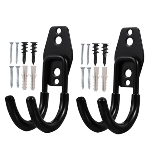 CAXUSD Ganchos Metálicos Para Manguera De Jardín 2 Piezas Soporte De Pared Resistente y Decorativo Adecuado Para Organizar Cuerdas y Mangueras Color Negro