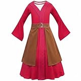 Lito Angels Disfraz Princesa Guerrera para Niña, Ropa Traje Hanfu Chino, Talla 5-6 años, Rojo