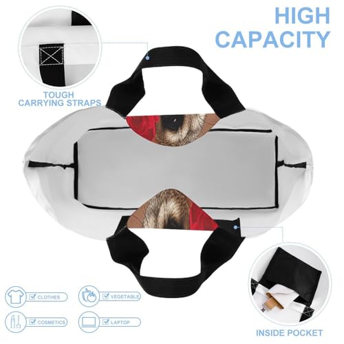 Owl And Flower Beach Bag Reusable Tote Bag Foldable Grocery Bags Women Shopping Bags for Daily Essentials4