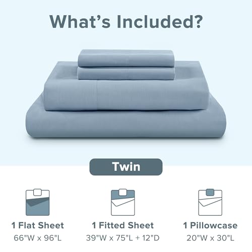 Image of Comfort Spaces 100% Cotton Percale Sheets Twin Sheet Set 3 Pcs, Blue
