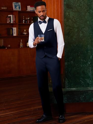 image for MAGE MALE Men's 3 Pieces Suit Elegant Solid One Button Slim Fit Single