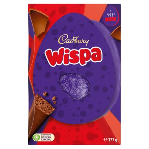 Cadbury Dairy Milk Wispa Chocolate Easter Egg, Includes 1 Large Chocolate Shell and 1 Wispa Bar, Gift for Easter, 177 g (Pack of 1)