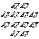 sweet-led 12er Eckig Einbaurahmen Deckenspots für Halogen und LED Strahler, Schwenkbar,Chrom gebürstet, inkl. GU10 Fassung,Einbaustrahler