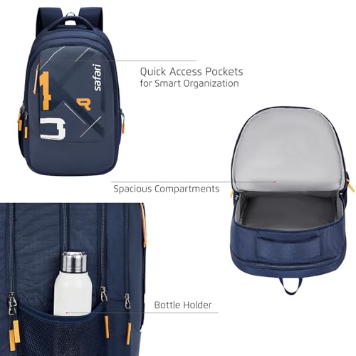 Image of Safari 38L Printed Laptop Backpack with Raincover, 4 Compartments, Bottle Holder, Organizer, School & College Bag for Boys and Girls, Office & Travel Bag for Men and Women