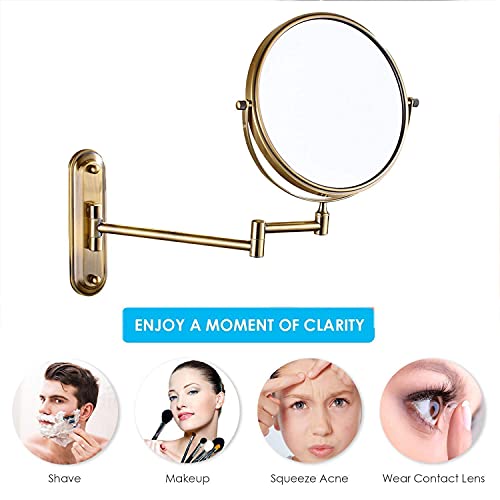 Miroir de maquillage mural chromé 8in double face rotative durable
