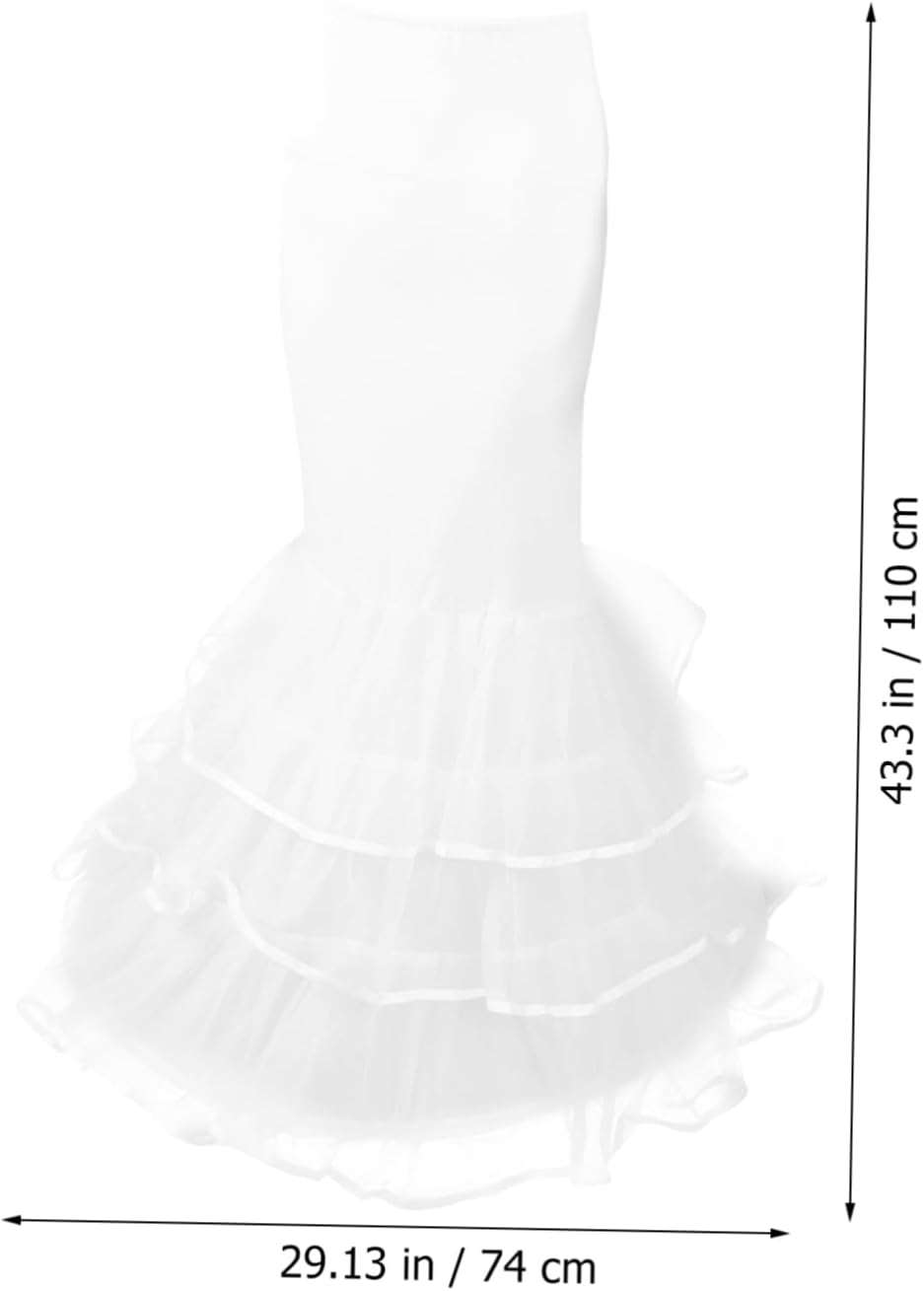 CALLARON Women Mermaid Petticoat Bone Lining Floor Trumpet Underskirt for Wedding Elegant Three-layer Design Comfortable Elastic Waistband for Bridal Gowns and Formal Events White