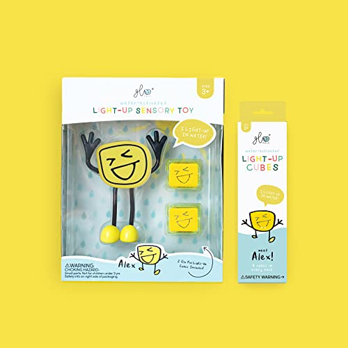 Glo Pals Alex Water-Activated Bath Toy With 6 Reusable Light-Up Cubes For Sensory Play #TOP2
