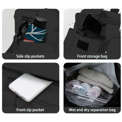 Bolsa Feminina de Academia Esporte Mala de Viagem Masculina Feminina Fitness (Preto)