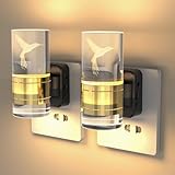 ナイトライトプラグインウォール、3色温度常夜灯、0-100LM調光機能付きLEDナイトライト、スイッチによるオン/オフライトセンサー、180°回転プラグインナイトライト、浴室、廊下、家の装飾用 2個パック