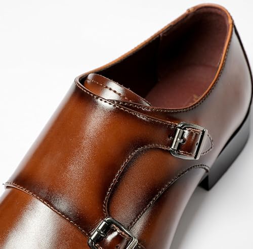 Men's Double Monk Mouth Cap Toe Formal Business Loafers Casual Comfort Leather Pull-On Formal Dress Shoes3