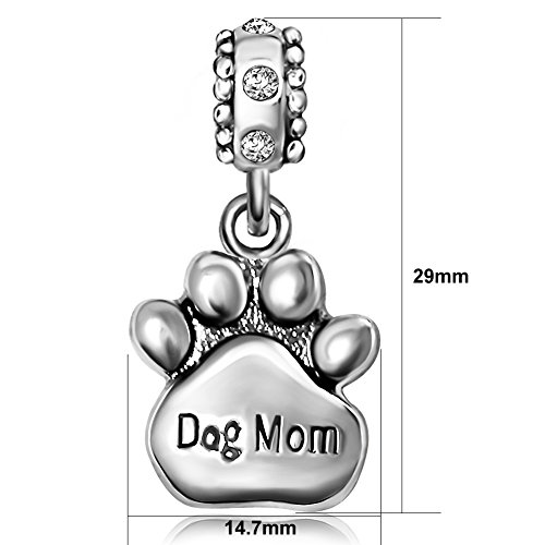 Dog Mom Paw Print Bone Birthstone Birthday Dangle Womens Bead Charms For Bracelets Mother Daughter Son Jewelry2