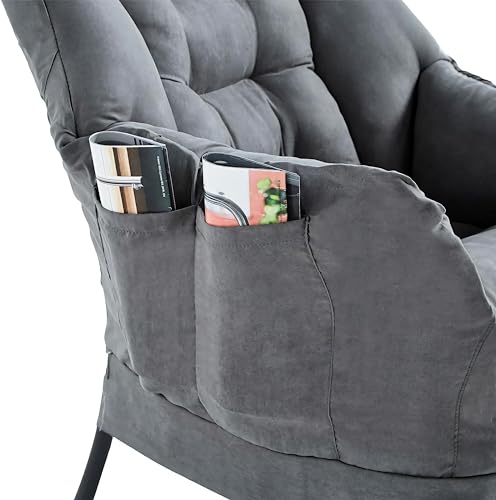 Sillón plegable moderno tela velvet amarillo miniatura 6