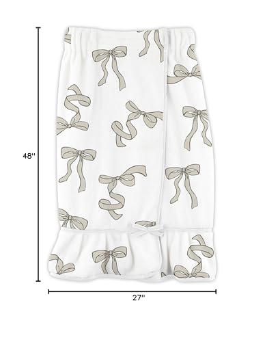 Image of Bella Sleep + Spa Ultra Soft Plush Luxury Spa Shower Bath Wrap with Adjustable Closure, One Size, Flax Bows