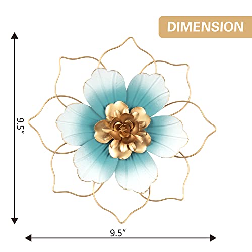 Reflinto Metal Flower Wall Decor, Modern Iron Floral Wall Art Sculpture Farmhouse Hanging Decoration For Home Living Room, Bathroom, Kitchen, Indoor, Patio Porch - Blue, 9.5"… #TOP2