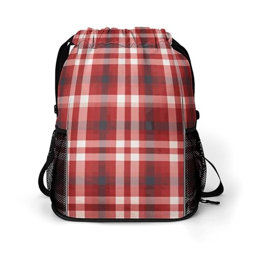 Sac à dos léger avec cordon de serrage rouge pour vos sorties de gym et de plage