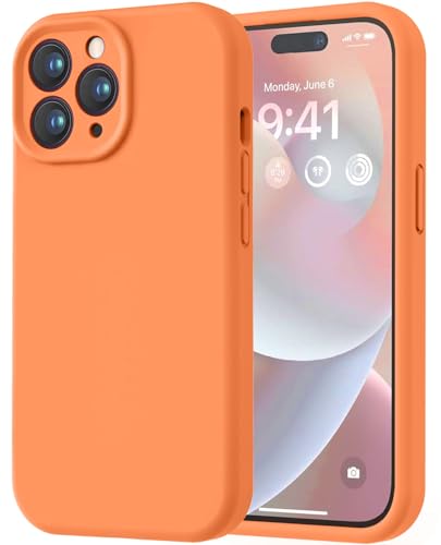 Image of LOVE 3000 Designed for iPhone 14 Pro Case, Premium Silicone with [Soft Anti-Scratch Microfiber Lining] Shockproof Protective Phone Case for Men Women Girls 6.1 inch, Bright Orange