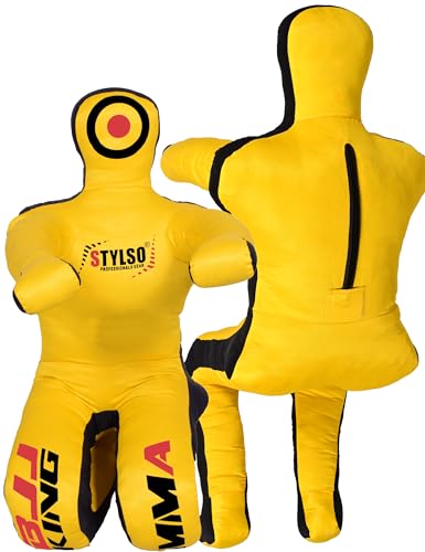 Stylso Un-Filled Grappling Dummy Wrestling Dummy Jiu Jitsu Dummy for BJJ MMA Judo Karate Training Adult Kids and Youth Practice Tackling Dummies (Yellow)