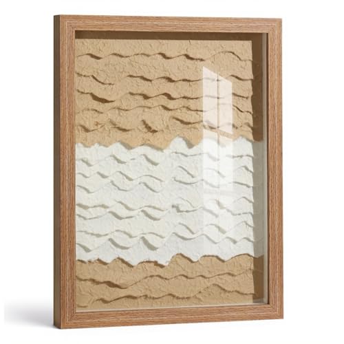 ARPEOTCY Framed 3D Textured Wall Art, 12x16 Inch Handmade Paper