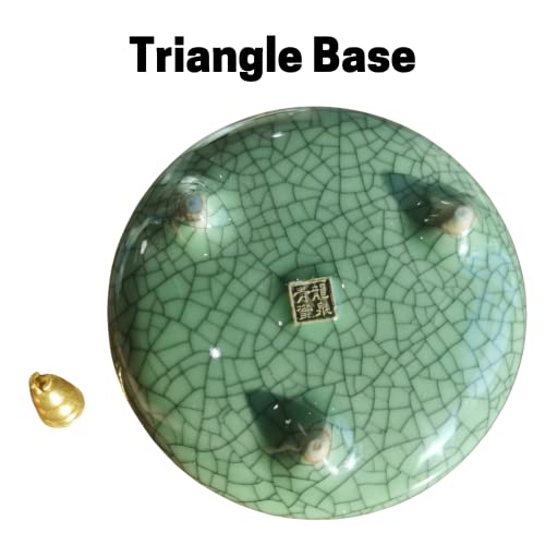 Philogod Ceramic Incense Burner Holders For Sticks, Cone, Coil Incense, 3.15 Inch And 2 Ears Craftmanship Censer (Green-1-Black Line) #TOP2