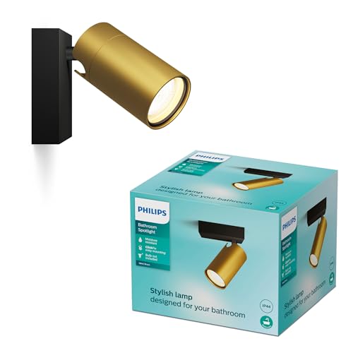 PHILIPS Idris LED 1er Spotleuchte, GU10 Lampe nicht enthalten, Messing, IP44, wasserfest