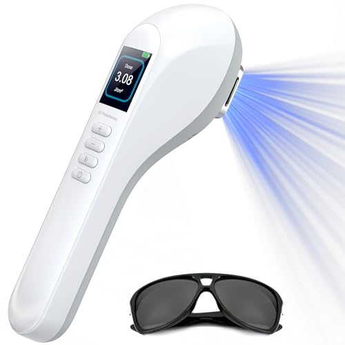 iKeener 308nm UVB Light Phototherapy, Home Use Rechargeable 16pcs LED UVB Lamp Light Therapy with Timer 4 Baffle and Protective Glasses