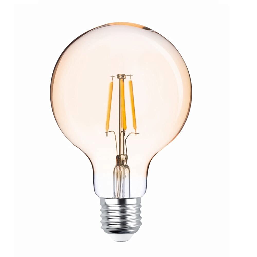 Foreverlight E27 4W LED Filament Lampe Vintage Glühbirne 400 LM Warmweiß 2200K G95 Gold 6x Stück