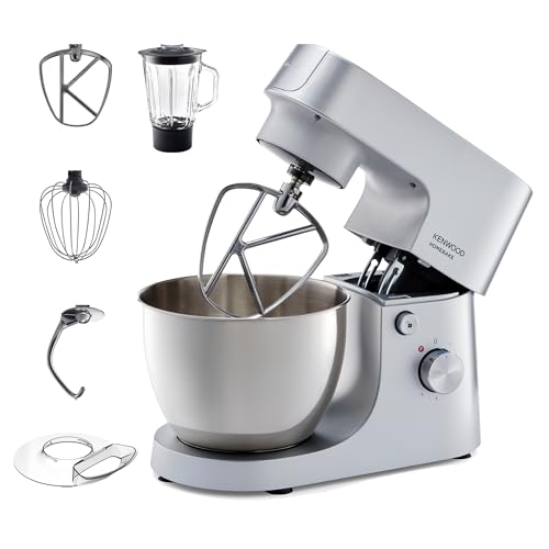 KENWOOD Stand Mixer HOMEBAKE Kitchen Machine 1400W with Blender 5L Stainless Steel Bowl K-Beater Whisk Dough Hook Splash Guard KHH01.120SI Silver
