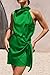 PRETTYGARDEN Women's Short Formal Satin Dress Summer Sleeveless Mock Neck Tie Waist Cocktail Party Dresses (Brilliant Green,Large)
