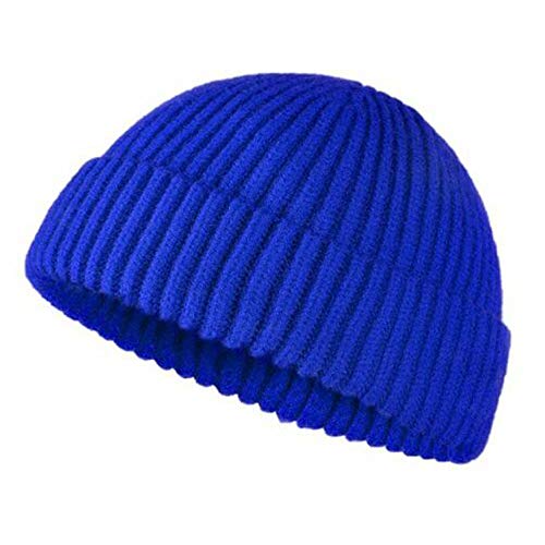 Chapeaux d'hiver Chauds Bonnet en Tricot, Bonnet à Manchette Bonnet en Tricot Casquette Slouchy Skull Ski Plaine Hiver Chapeaux Chauds pour Hommes Femmes Unisexe (Bleu) Cover