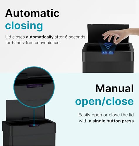 premium Verarbeitung. (118 Zeichen) - Detailansicht von Five Stars Sensor-Mülleimer 60L Edelstahl – Dealfoxx.de