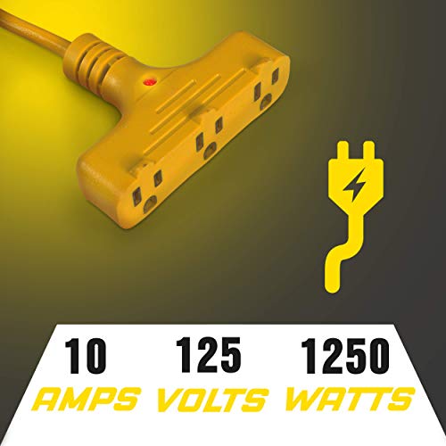 ReelWorks Mini Extension Cord Reel Retractable 16AWG x 30' Foot 3C/SJTW Cable Triple Tap Connector Power 10A 125VAC 1250W