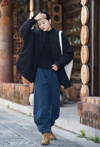 HEARTTOUCH Women's Quilted Lightweight Long Jacket Tang Suit Jackets with Pockets Chinese Style Outerwear Cotton Linen Coats4