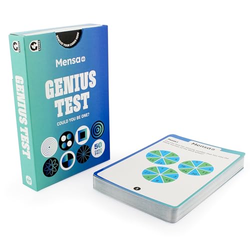 Ginger Fox Official Mensa Genius Test - Test Your Brainpower - 50 Double-Sided Puzzle Cards