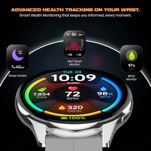 Image of GameSir Evo Vista Smartwatch, 1.39 inch HD Round Display, Bluetooth Calling, Heart Rate & SPO₂, 100+ Sports Modes, IP67, Long Battery Life for Men & Women (Magnatic Grey)