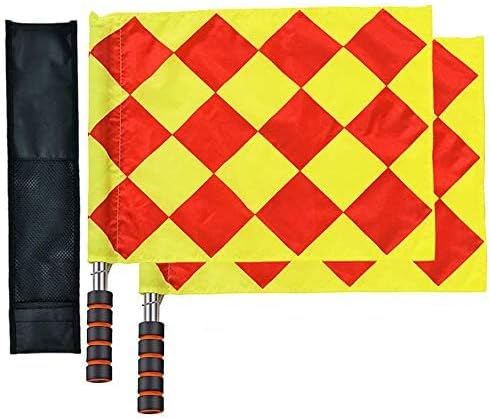 Football Soccer Linesman Referee Flags,Metal Pole Foam Handle with Carrying Tote (Soccer Referee Flags) - Image 2