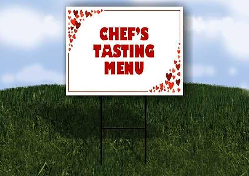 Chef’S Tasting Menu Red Frame With Hearts A-Frame Double Sided 23x23 in. sign
