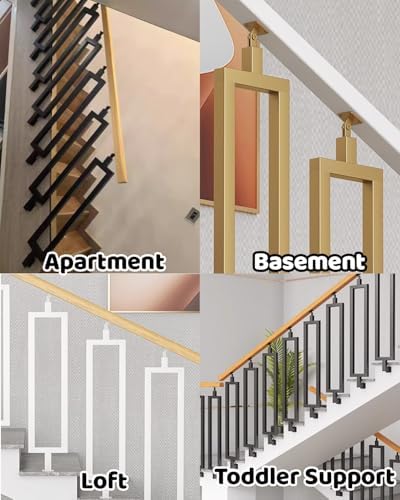 Adjustable Staase Balusters Pack for Deck & Stairs Railing, Side/Ground Mount Bracket, Compatible with Railing Spindles – Enhance Outdoor Safety & Style