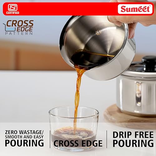 Image of Sumeet ISI Certified HeavyPly Premium Stainless Steel Cross Edge Induction & Gas Stove Friendly Patila /Bhagona /Container /Tope /Cookware Set of 3 Pcs with Lids - 1150ml / 1400ml / 1900ml