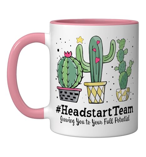Cute Headstart Team Squad Appreciation Week back to school Ceramic Mug, Pink/White