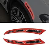 YoRise 2PCS Car Bumper Reflective Stickers, Carbon Fiber Side Marker Sticker, Self-Adhesive Car Door Edge Guards, Automotive Wheel Eyebrow Scratch Protection Reflector Safety Guard Strip (Red)