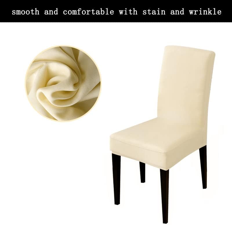 Dining Room Chair Covers Set of 4, Kitchen Stretch Fabric Seat Protector, for Hotel Decorative Chair Slipcovers, Cream
