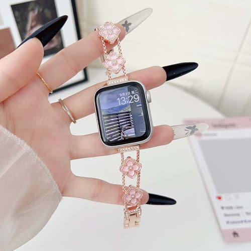 Coque iWatch Series 11 10 42mm bracelet fin métal rose or protection cadran