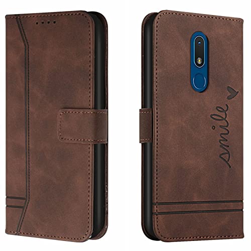 Lihondar Funda para Nokia C3, Carcasa Nokia C3 con Tapa y Tarjetero Billetera, Capa Nokia C3, Tipo Libro Flip Case Wallet, Telefono Cubrir Móvil Phone Cover Piel Protector para Nokia C3 (Braun)