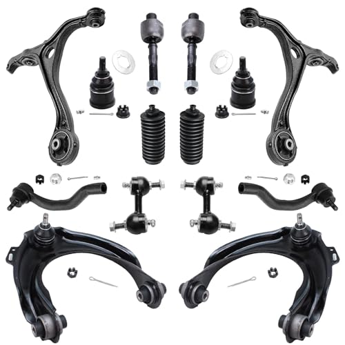 Image of Detroit Axle - Front Upper Lower Control Arms, Lower Ball Joints, Sway Bars, Inner Outer Tie Rods w /Boot Replacement for Honda Accord Acura TSX - 14pc Set