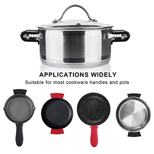 10 Pcs Non-Slip Silicone Hot Handle Holder & Assist Grips, Potholder for Cast Iron Skillets, Heat Resistant Handle Cover Sleeve for Frying Pans, Casserole, Cookware Handles