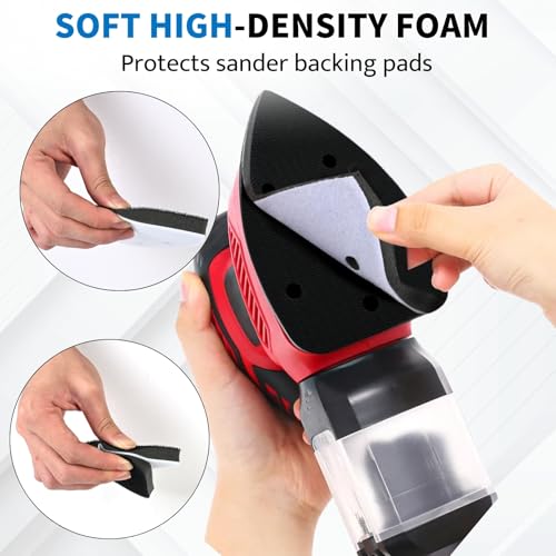 Image of Mouse Foam Sanding Interface Pad 2 Pack 140mm*98mm 5 Holes Hook and Loop Sponge Cushion Buffer Backing Pad