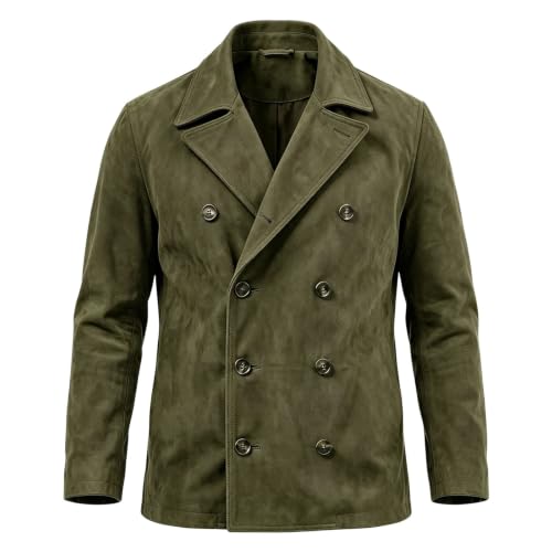 fartey Suede Cardigan Men Double Breasted Collared Button Up Outerwear - image 3